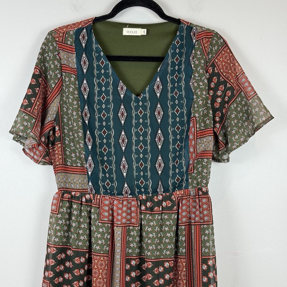 Roolee Womens Maxi Dress Small Mixed Print Country Cottagecore Long Modest Boho - Picture 2 of 8